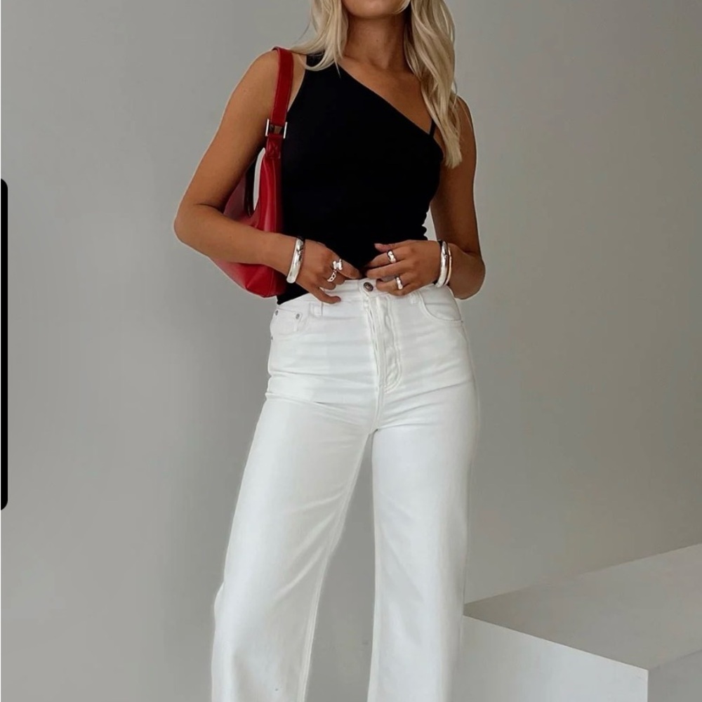 Princess Polly Cream Straight Leg Jeans